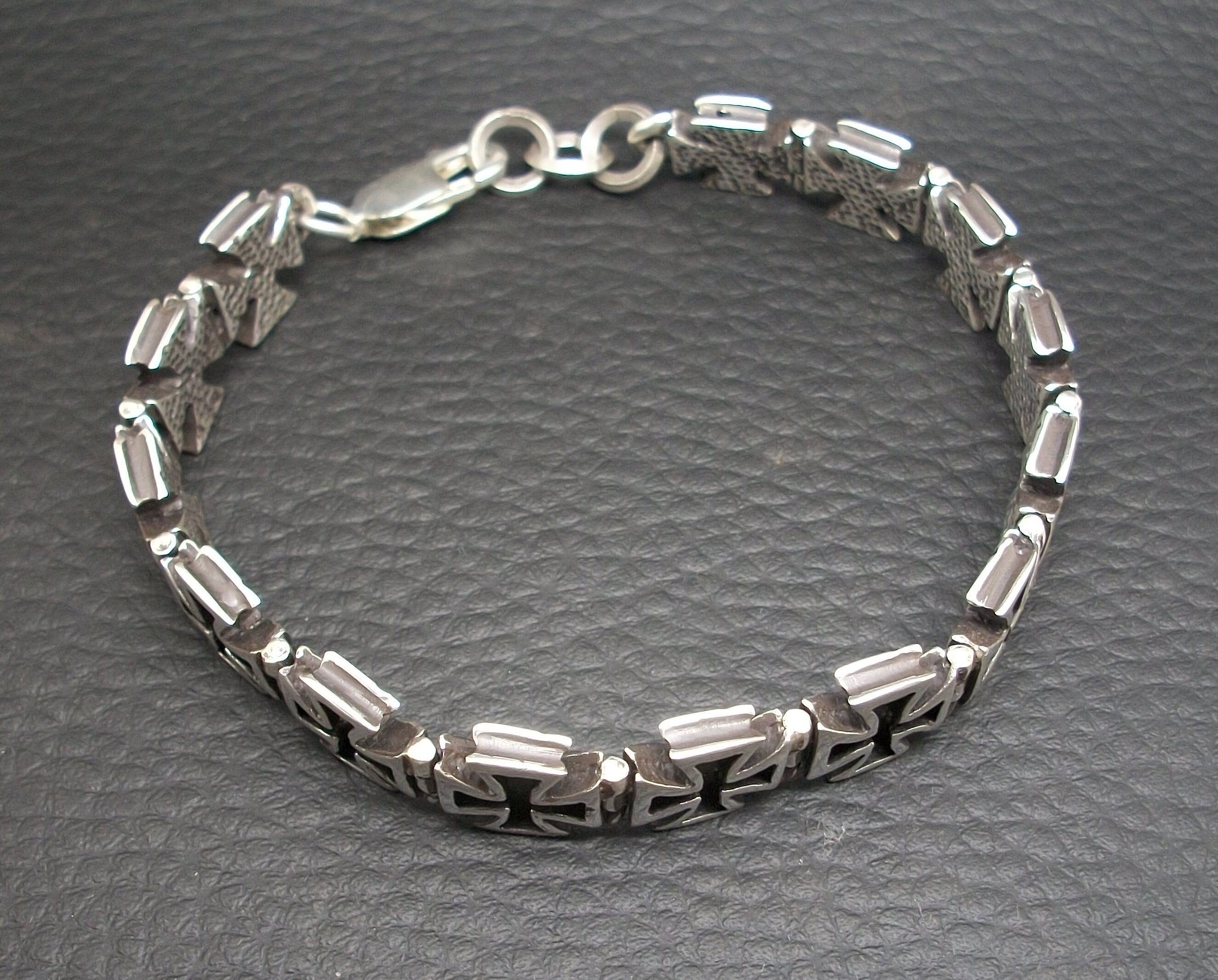 Iron Cross Bracelet - Sterling Silver bracelet chain