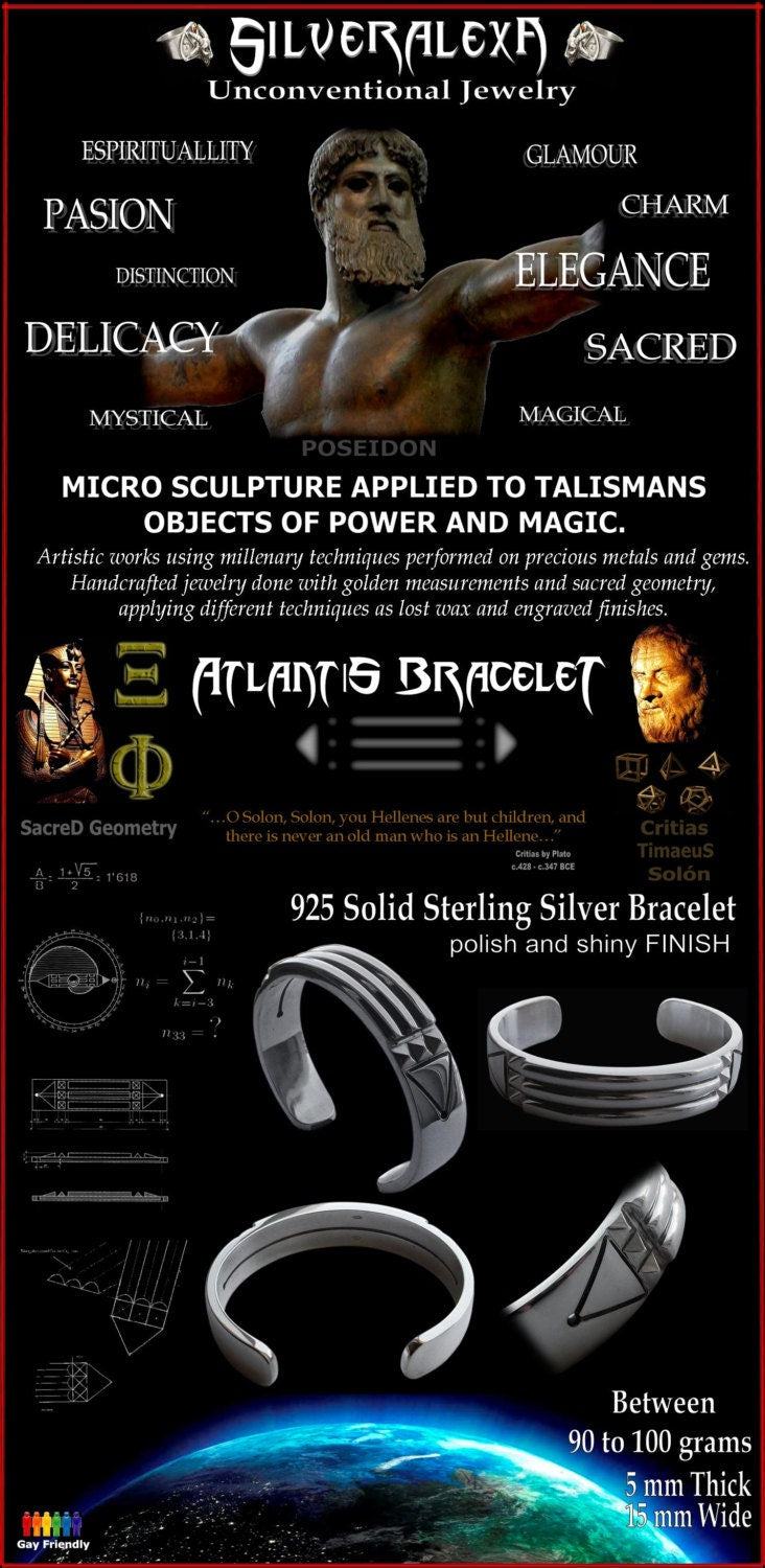 Men's Huge !! 925 Solid Sterling Silver Atlantis Bracelet - 90 grams !!! unbreakable