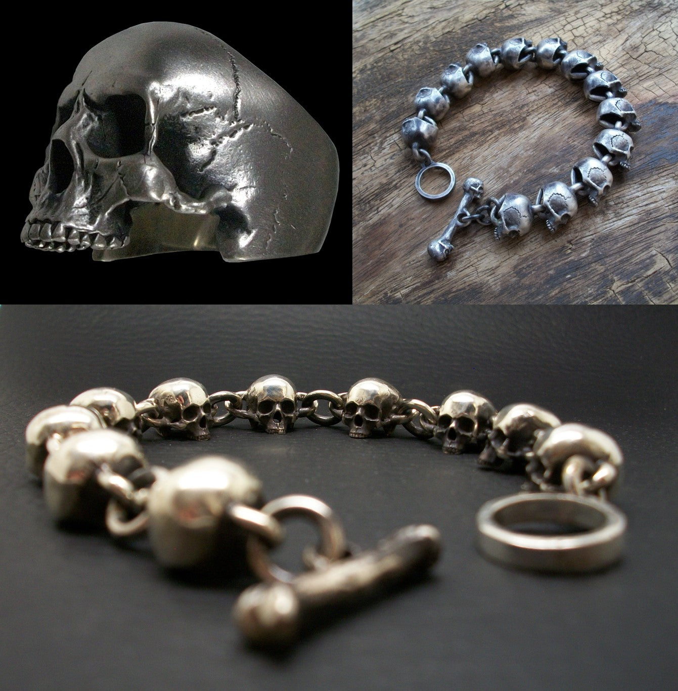 Custom order for Bogdan Condur, 2 Bracelets and 1 Skull ring (3 items)