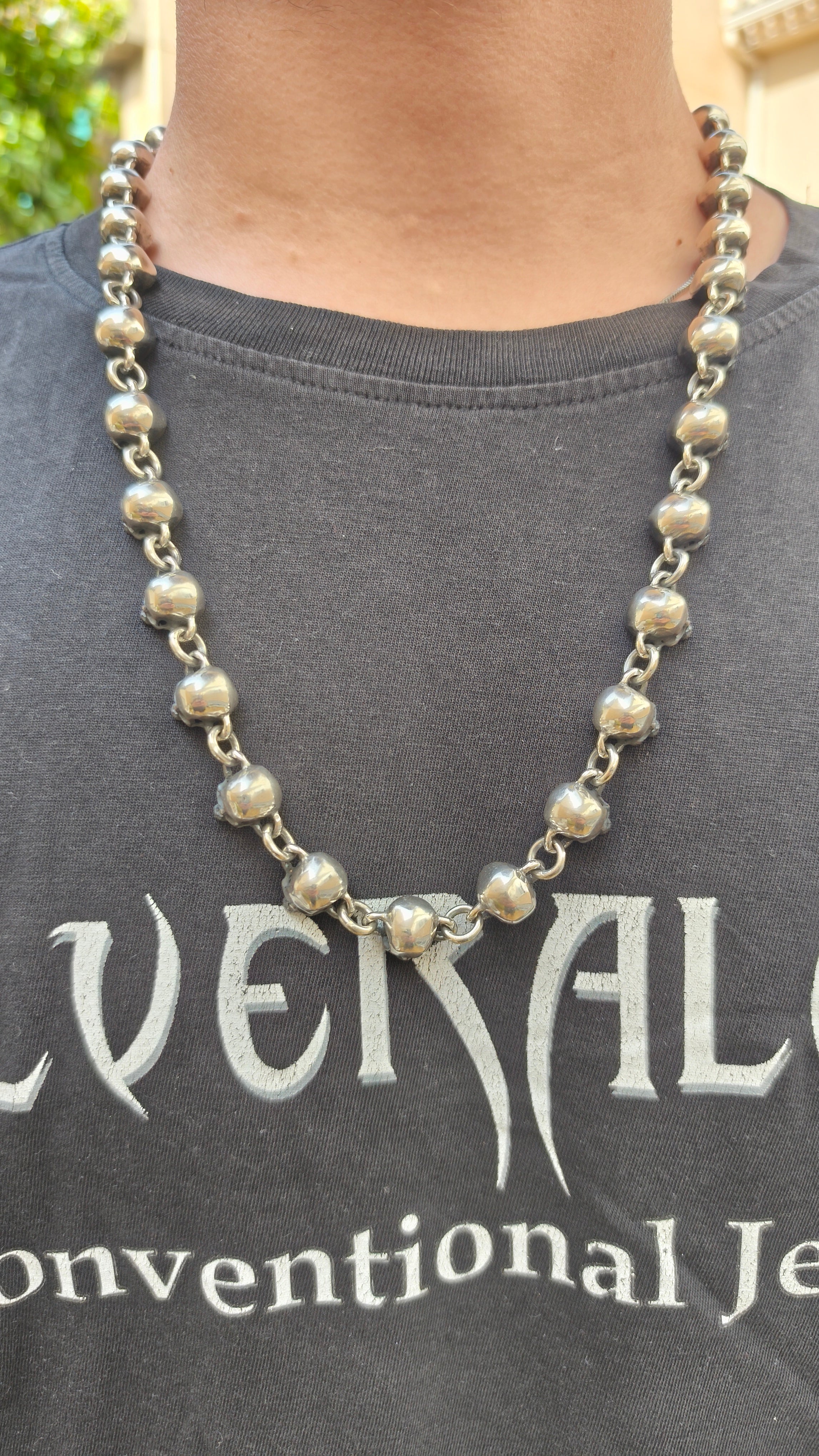 Skull Chain, Sterling Silver Skull Chain, Gothic Collar, Skull Necklace, Love to Death Jewelry, 140 grams, Skull Pendant, Silveralexa