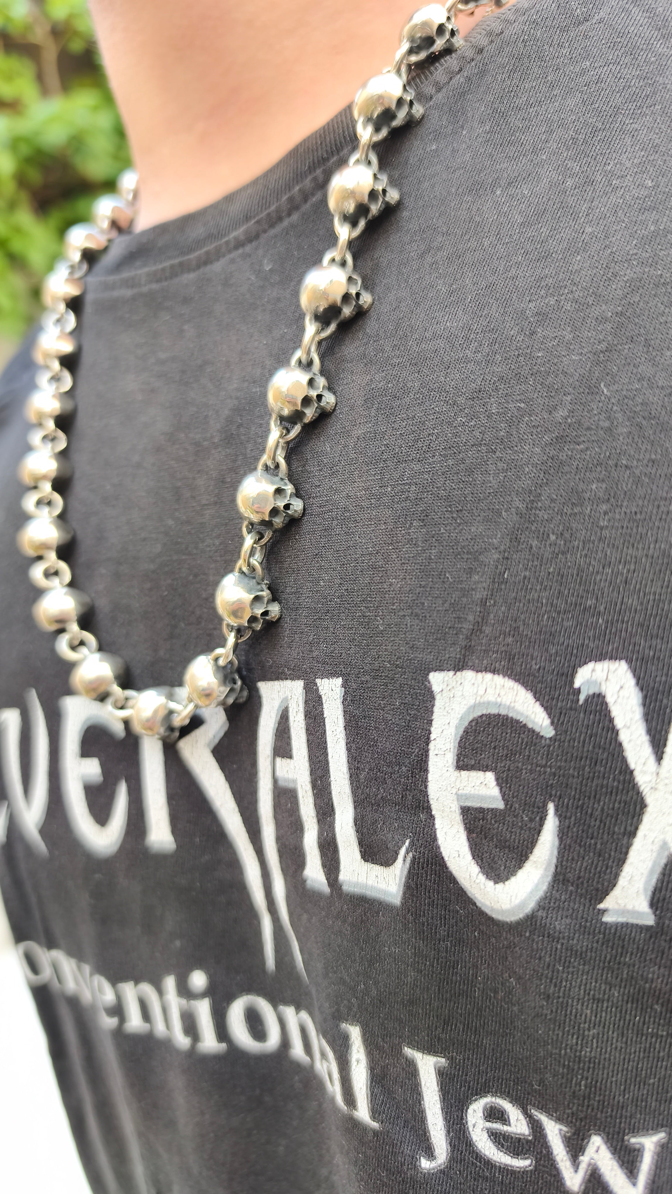 Skull Chain, Sterling Silver Skull Chain, Gothic Collar, Skull Necklace, Love to Death Jewelry, 140 grams, Skull Pendant, Silveralexa