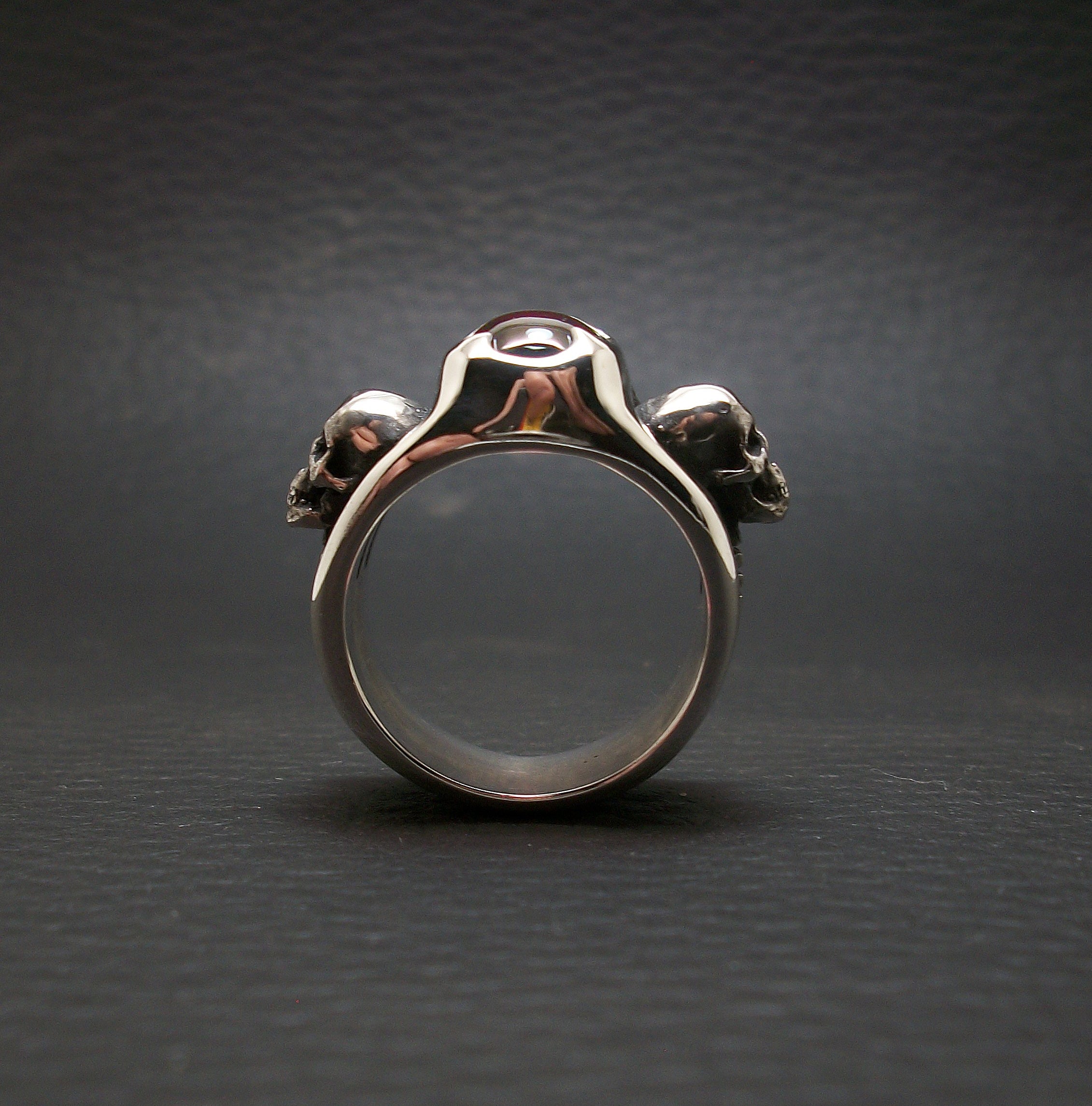Skull Engagement Ring, Sterling Silver Skull Ring, Garnet Ring, Love to Death Ring, Inspired by HR Giger, Claw Ring, Silveralexa