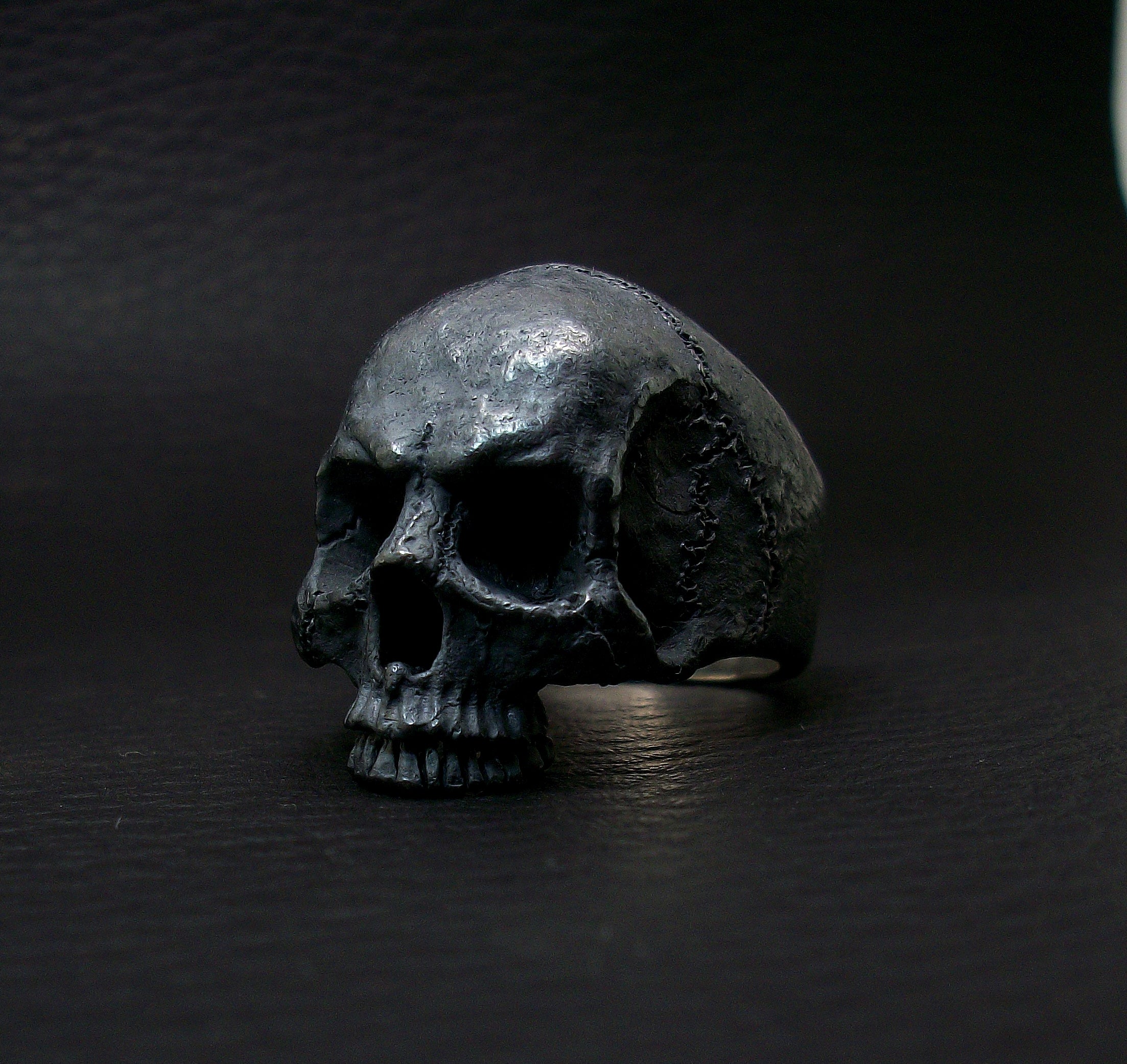 Skull Ring, Sterling Silver Skull Ring, Anatomical Skull Ring, Rustic black finish, Skull Inside, All Sizes, Silveralexa