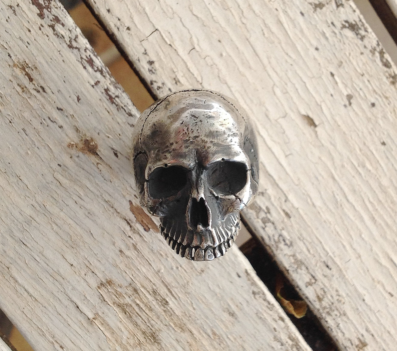 XL Skull Ring, Sterling Silver Big Skull Ring, Anatomical Half Jaw Skull, Biker Ring, All Sizes, Silveralexa