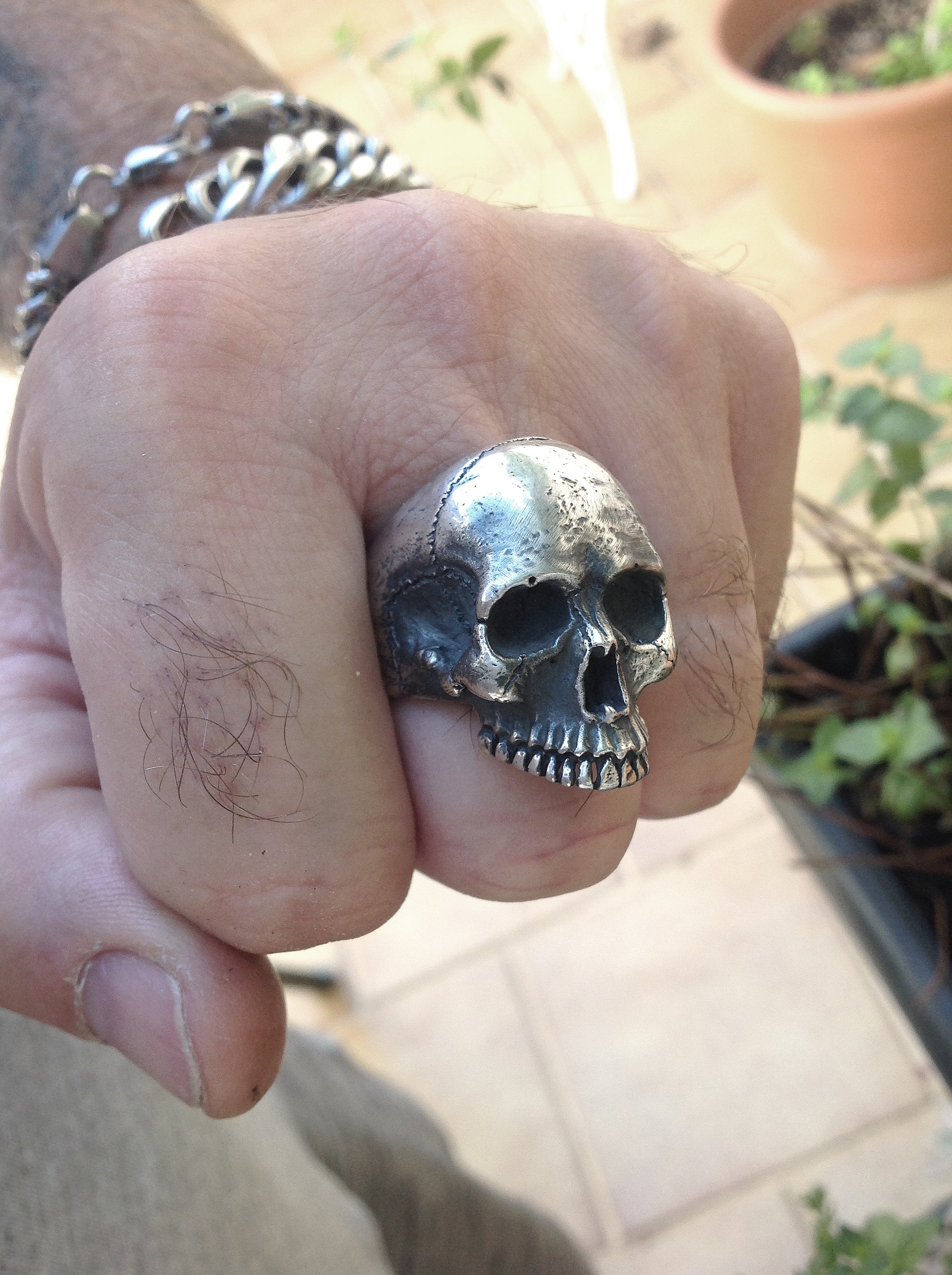 XL Skull Ring, Sterling Silver Big Skull Ring, Anatomical Half Jaw Skull, Biker Ring, All Sizes, Silveralexa