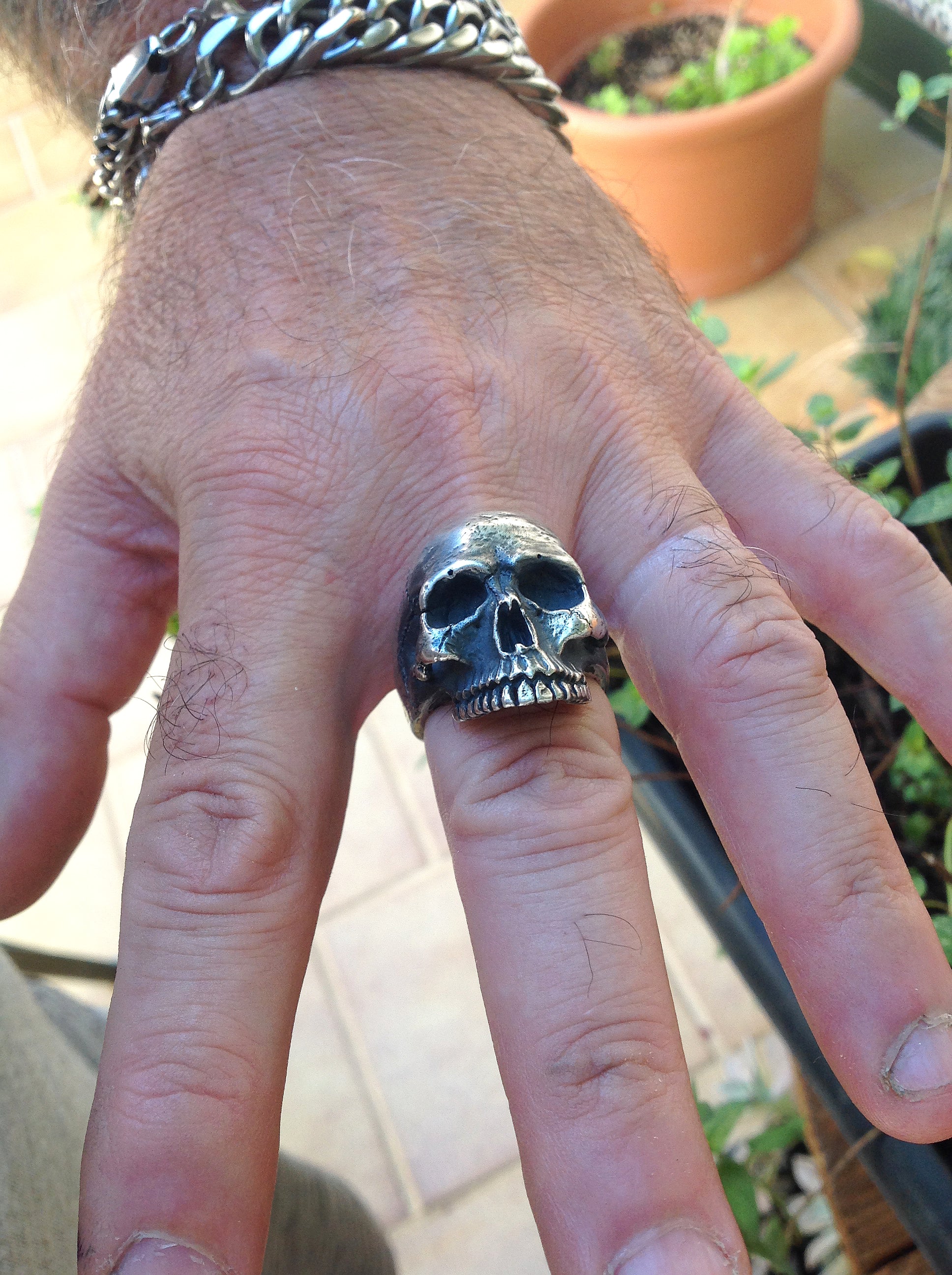 XL Skull Ring, Sterling Silver Big Skull Ring, Anatomical Half Jaw Skull, Biker Ring, All Sizes, Silveralexa