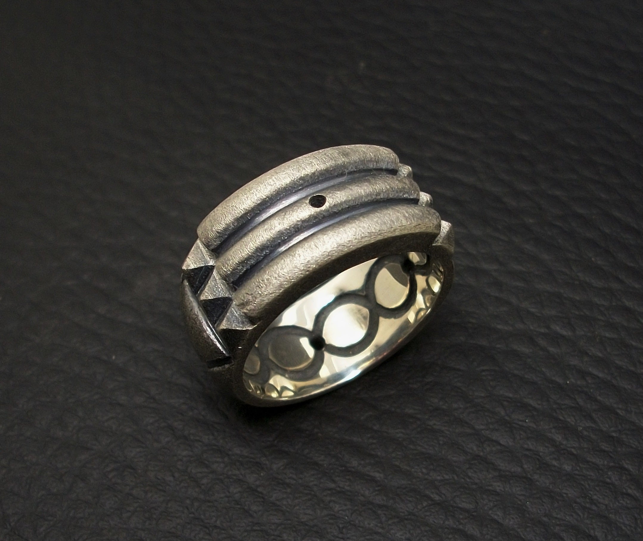 Atlantis Ring, Sterling Silver Atlantis Ring, Textured blackened finish, Silver Unisex Ring, All Sizes, Silveralexa