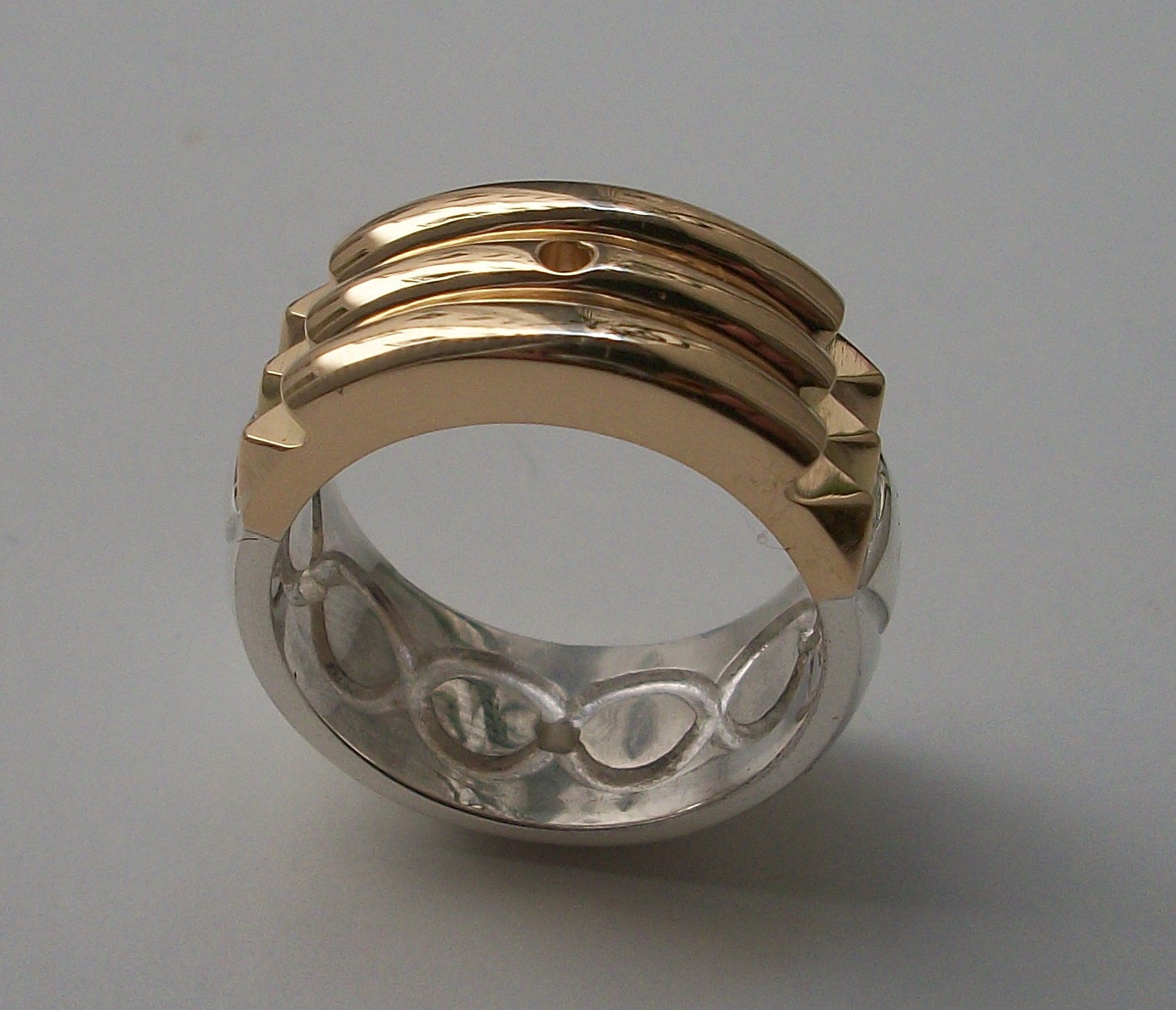 Atlantis ring - 18K Solid Gold Upper Area & 925 Sterling Silver Lower Area - ALL SIZES