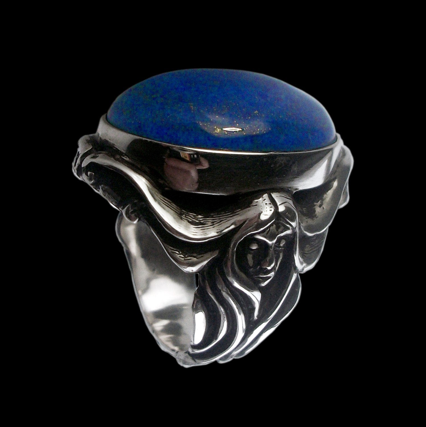 Lapis Lazuli ring - Sterling Silver Art Nouveau Ring with Lapis Lazuli - ALL Sizes