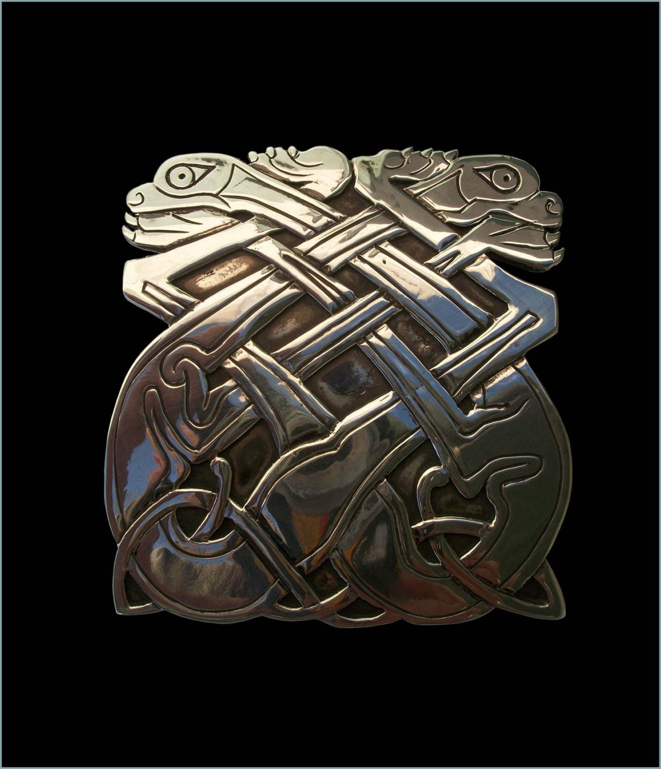 Celtic Belt buckle - Solid Sterling Silver Celtic Dog Belt Buckle inspired Book of Kells