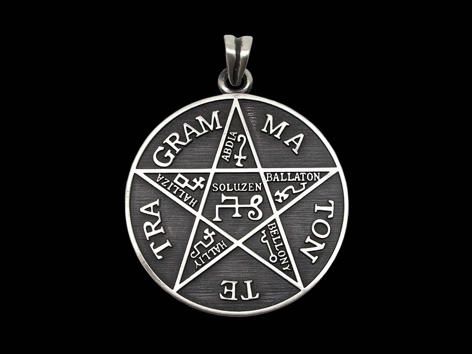 Tetragrammaton pendant - Sterling Silver Pentagram of Solomon Pendant - Tetragrammaton Name of God