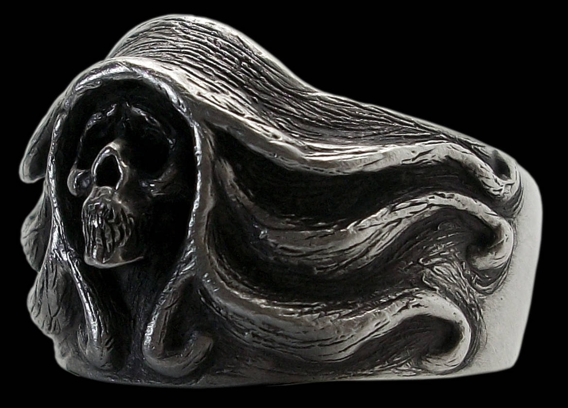Skull ring - Sterling Silver Art Nouveau Santa Muerte Skull Ring - ALL Sizes