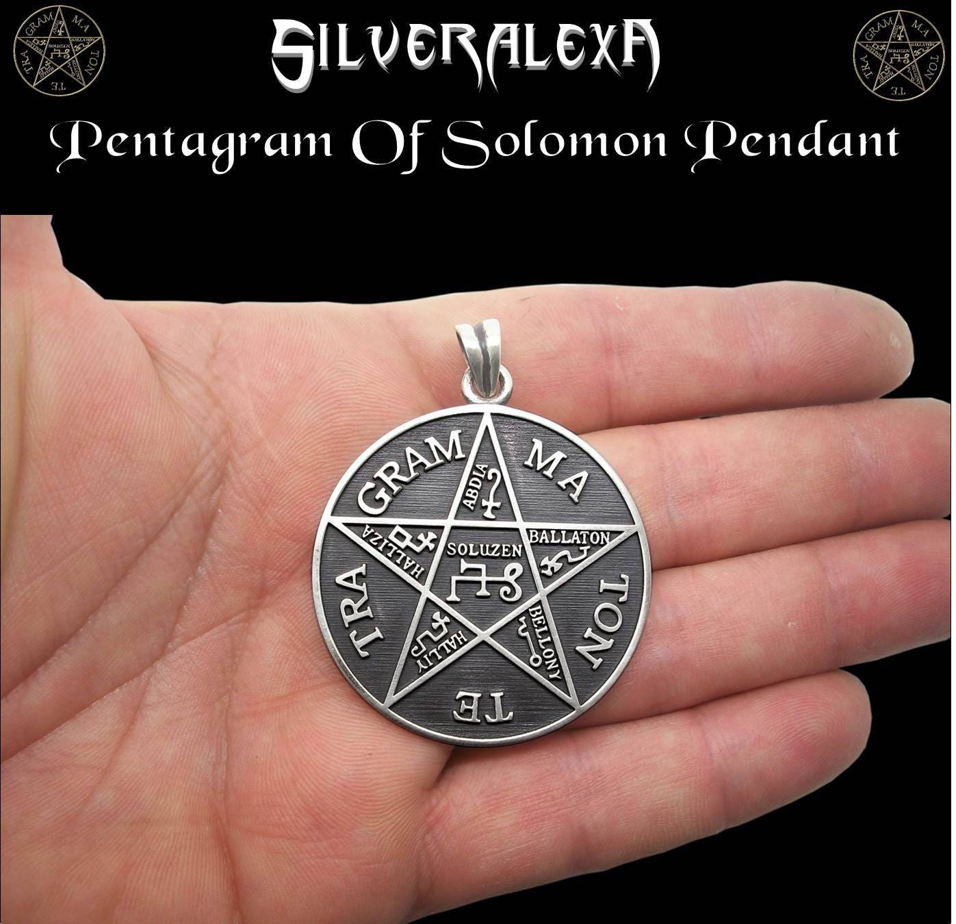 Tetragrammaton pendant - Sterling Silver Pentagram of Solomon Pendant - Tetragrammaton Name of God