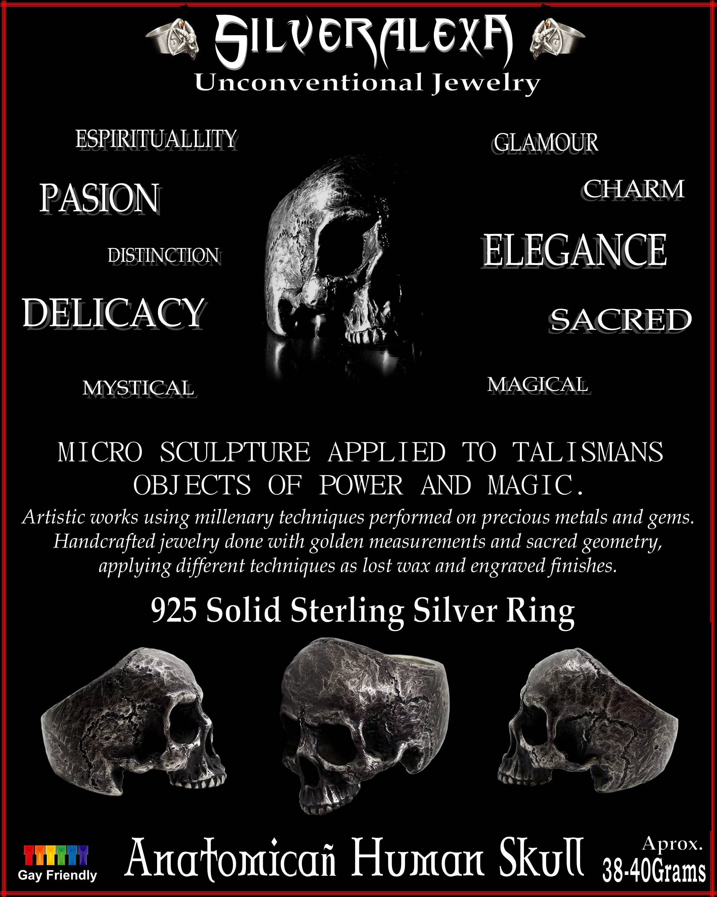 Skull ring - Sterling Silver Anatomical Keith Richards Skull Ring - Rustic Dark finish