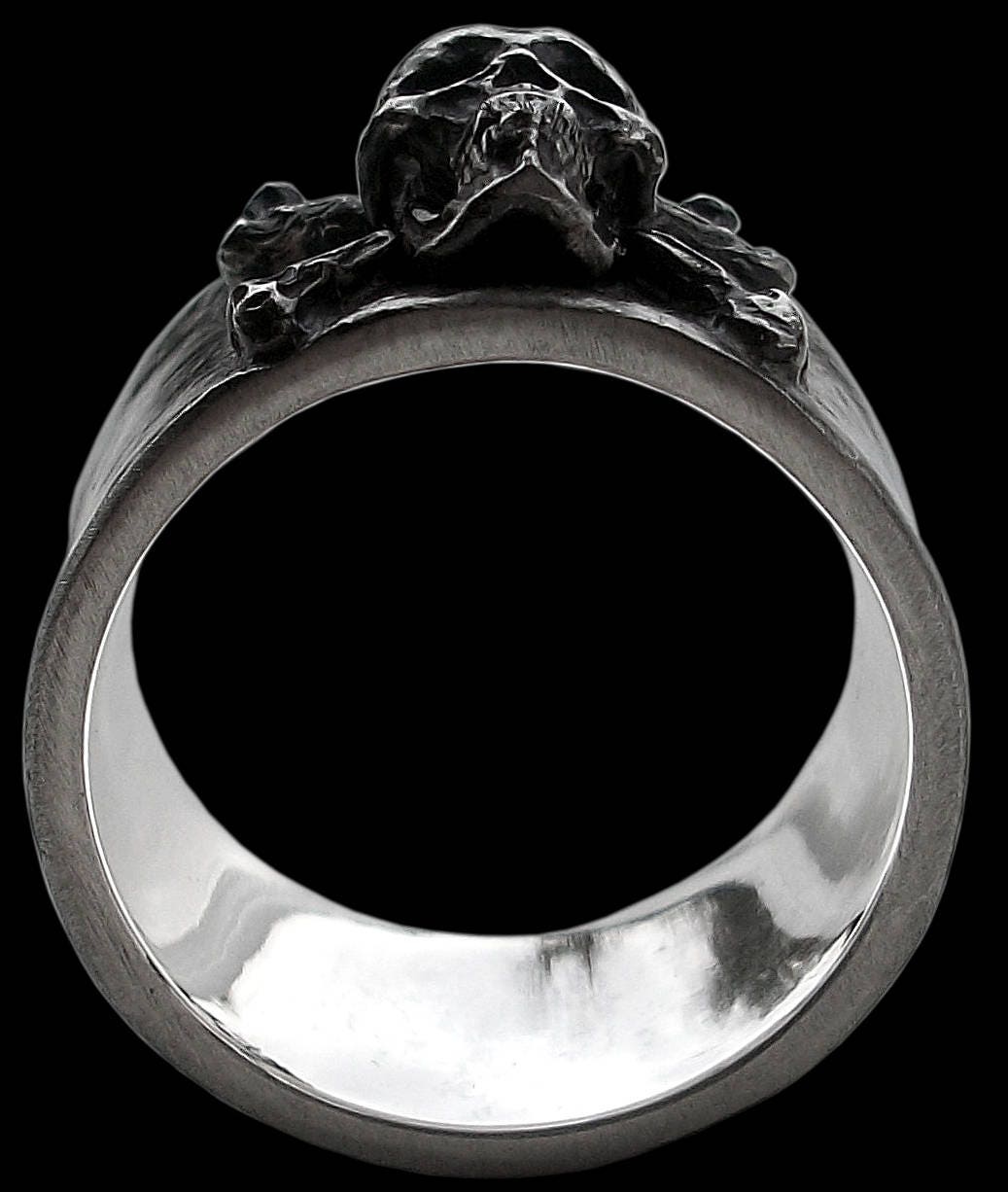 Skull Ring - Sterling Silver Crossbones Skull ring band - All Sizes availables