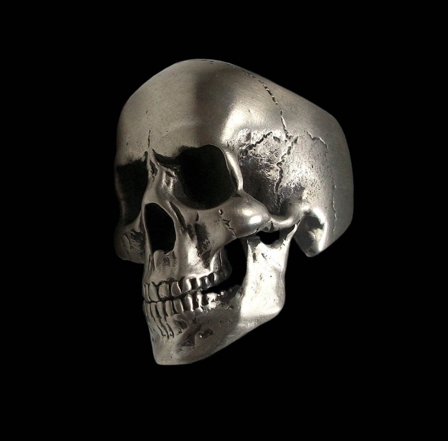Skull ring - Sterling Silver Anatomical Skull Ring with Jaw