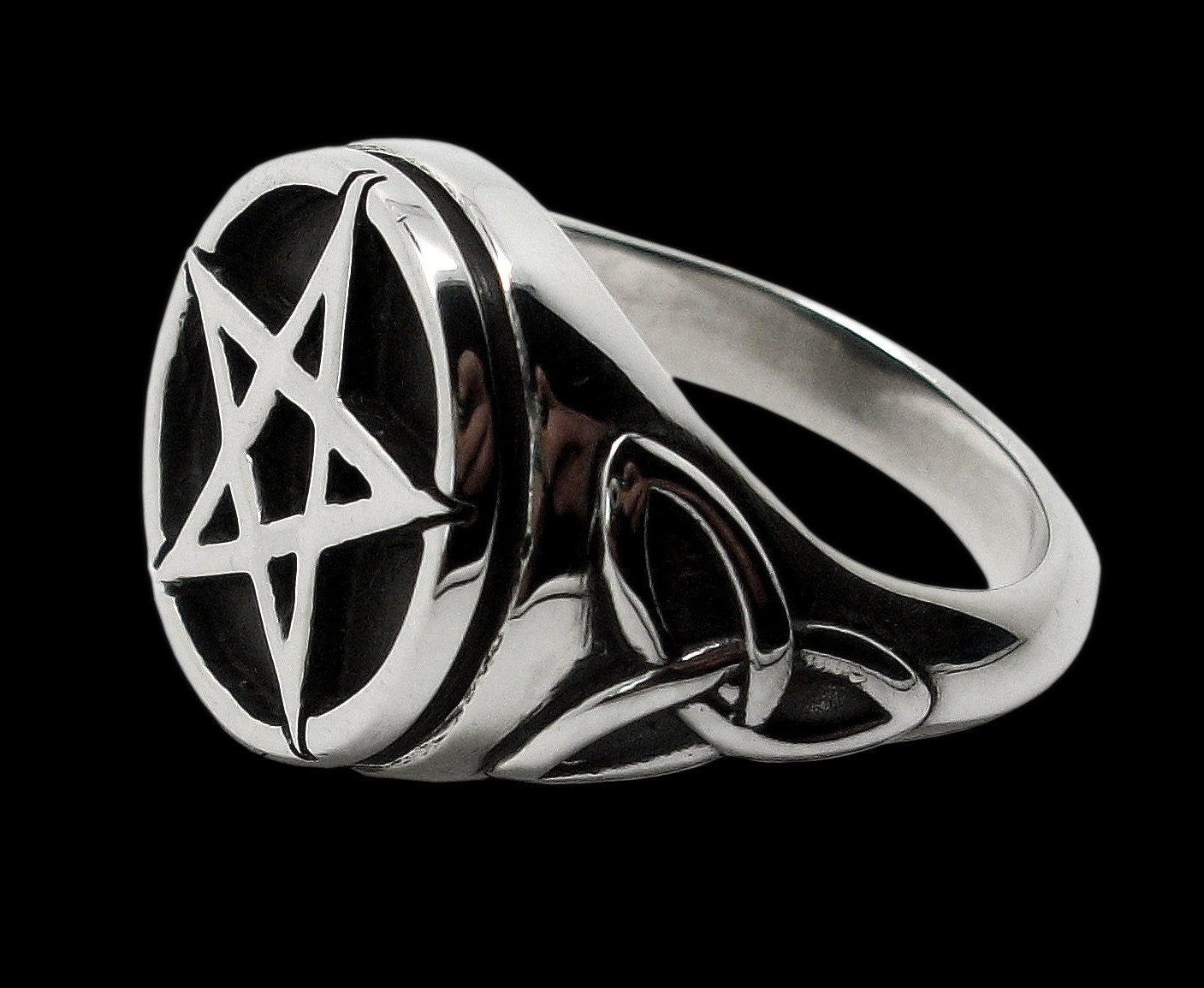Pentacle ring - Sterling Silver Pentacle Triquetra Ring -  ALL SIZES