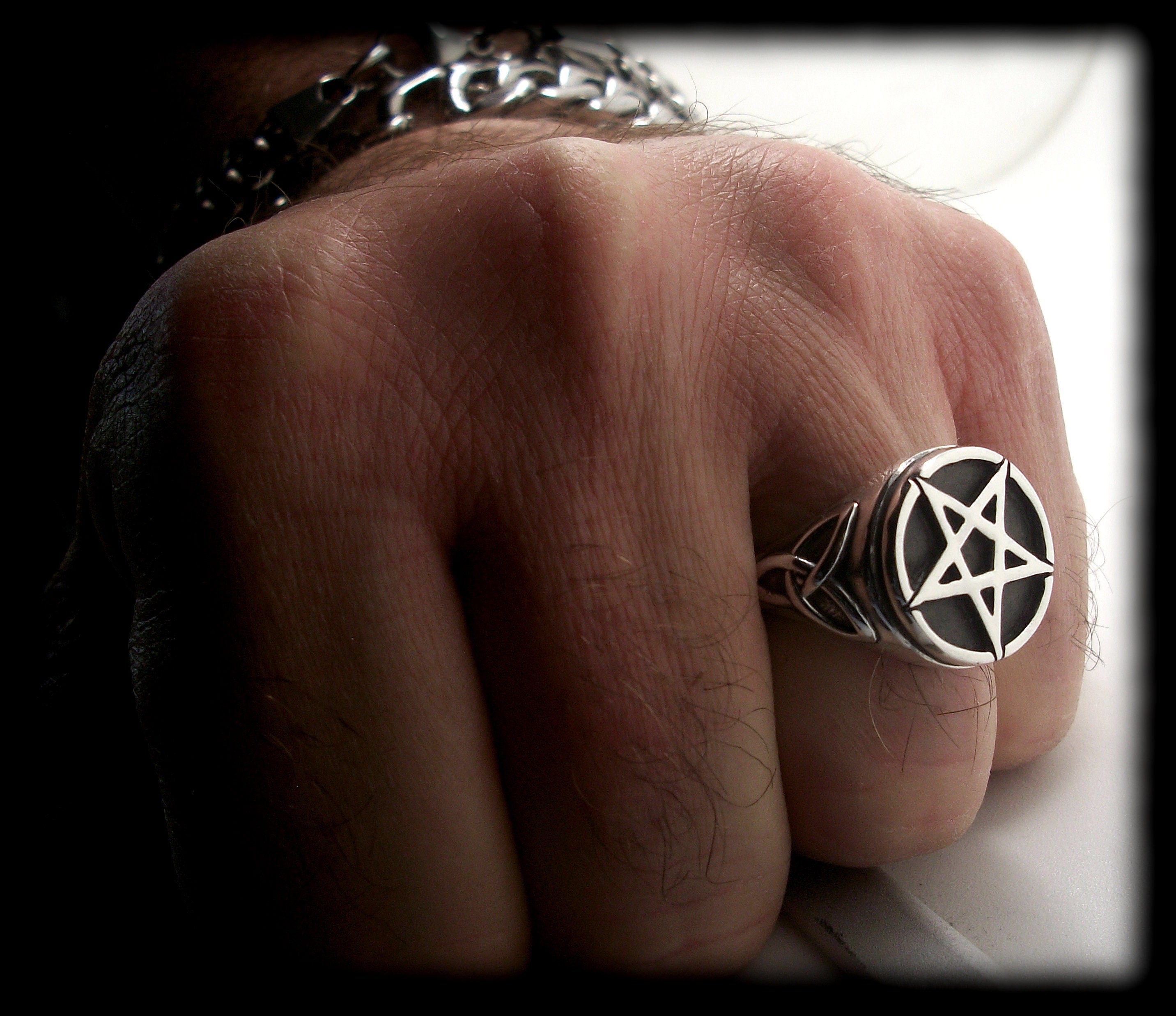 Pentacle ring - Sterling Silver Pentacle Triquetra Ring -  ALL SIZES