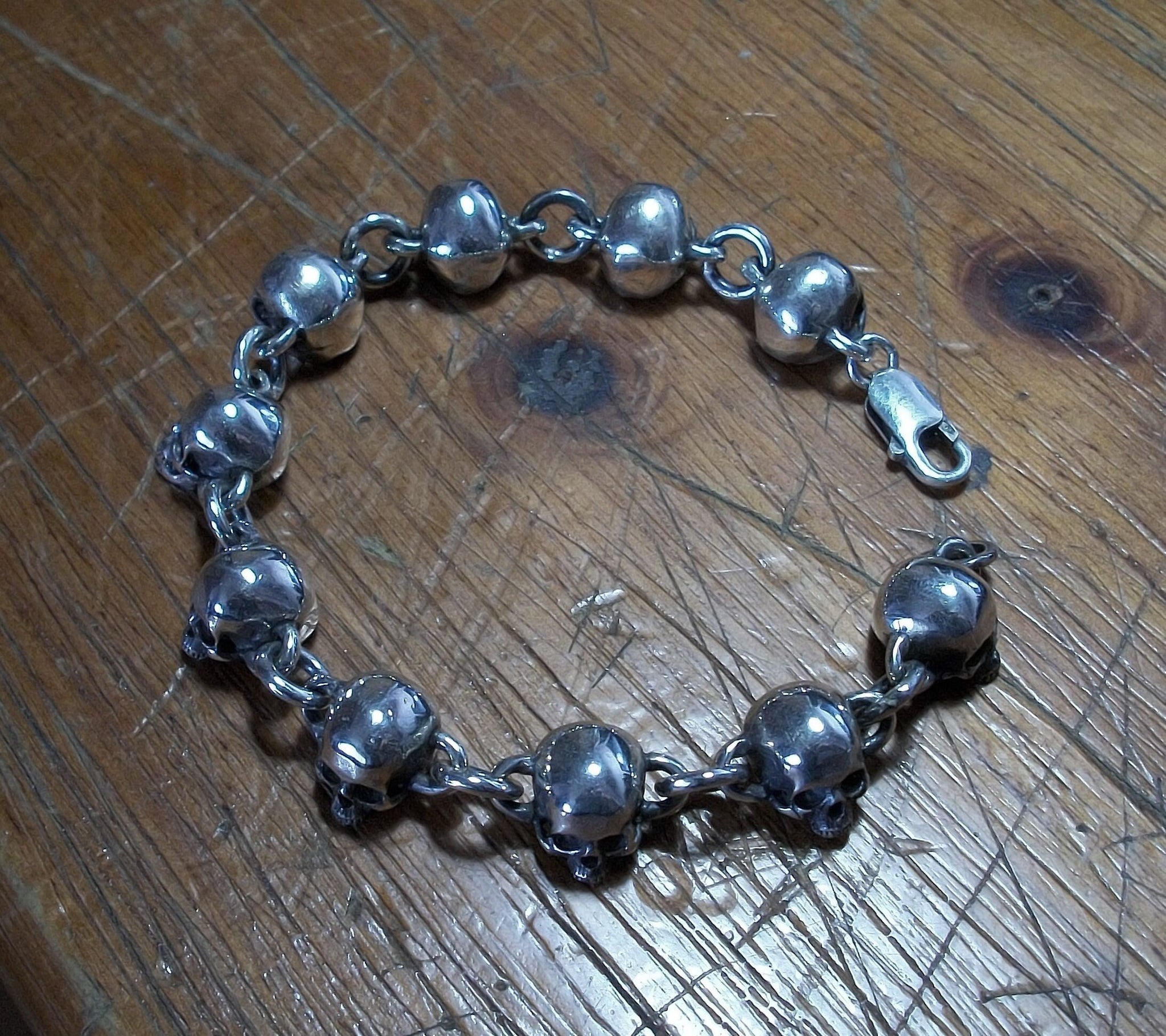 Skull Bracelet - Sterling Silver skull bracelet chain
