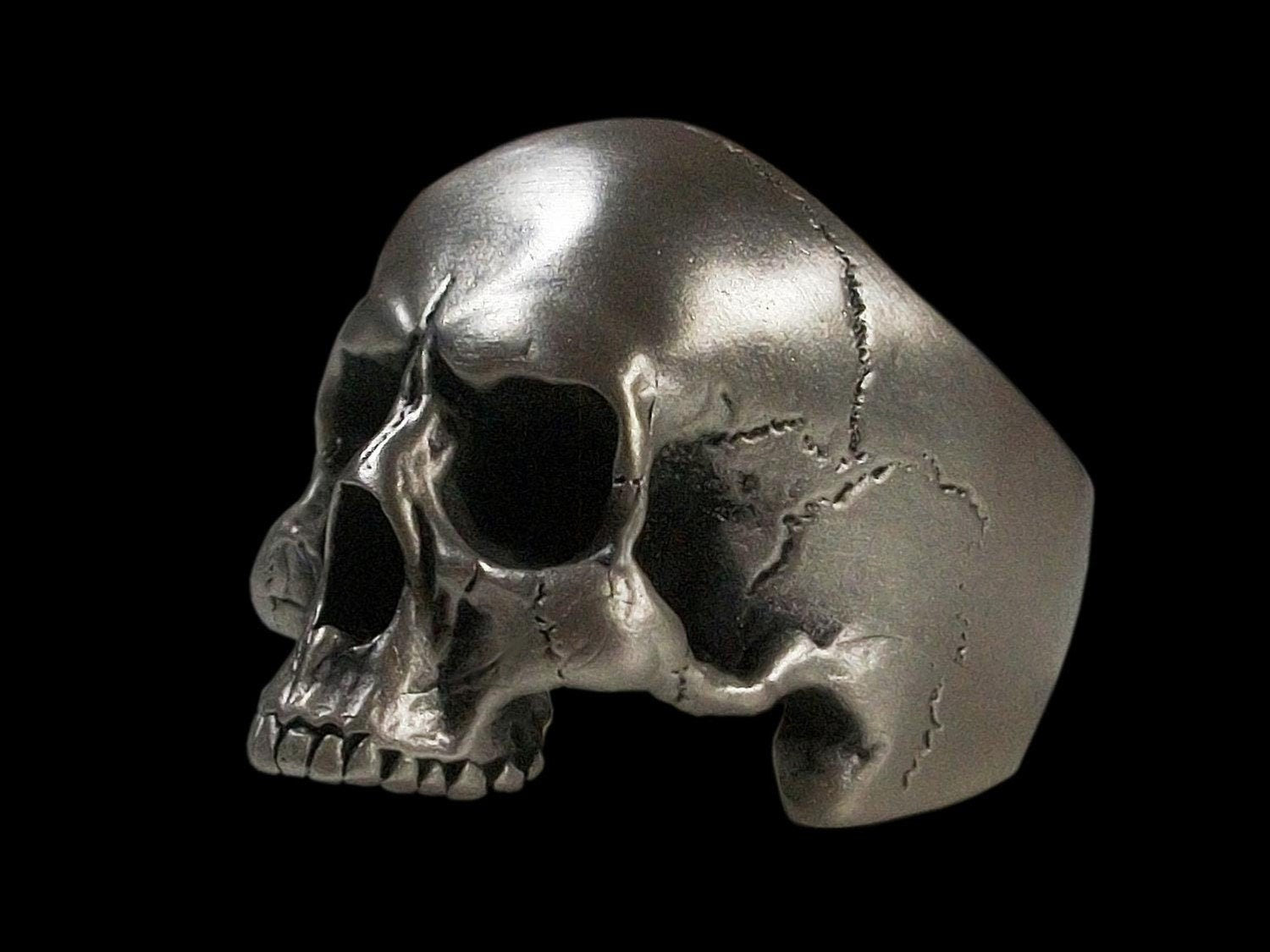 Skull Ring - Sterling Silver Anatomical Keith Richards Skull Ring