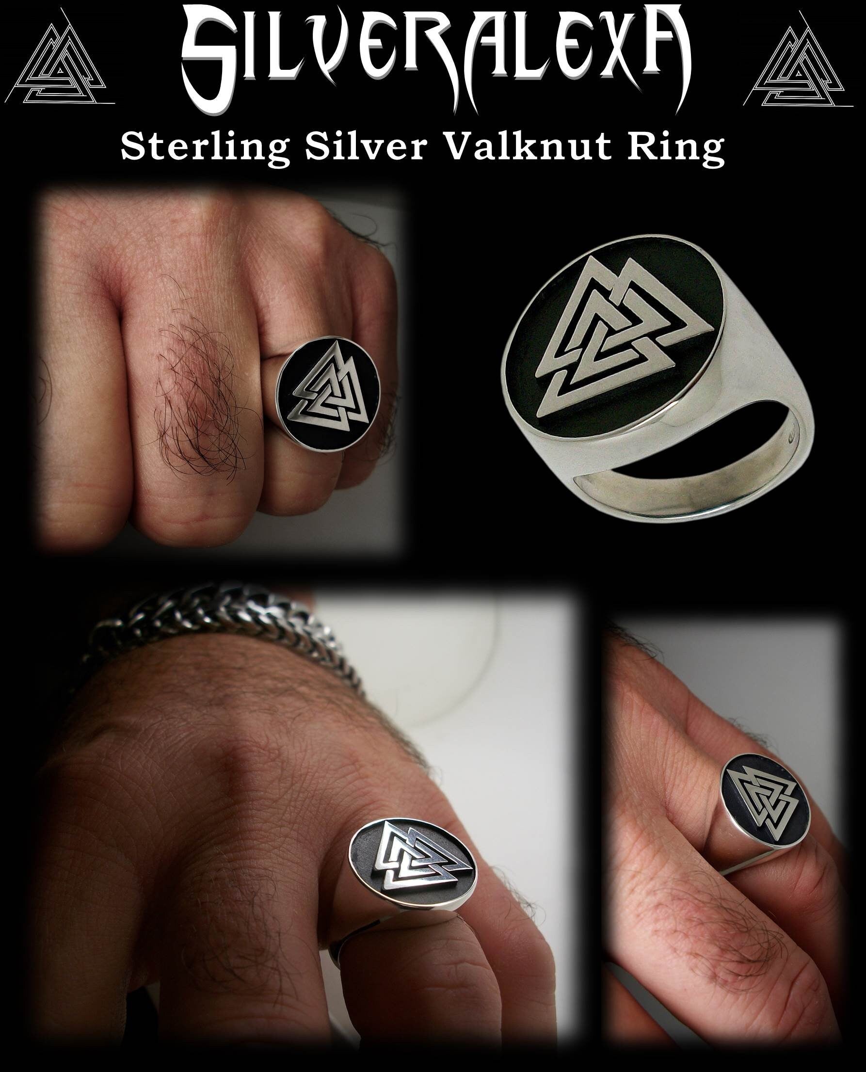 Valknut ring - Sterling Silver Viking Ring - ALL SIZES