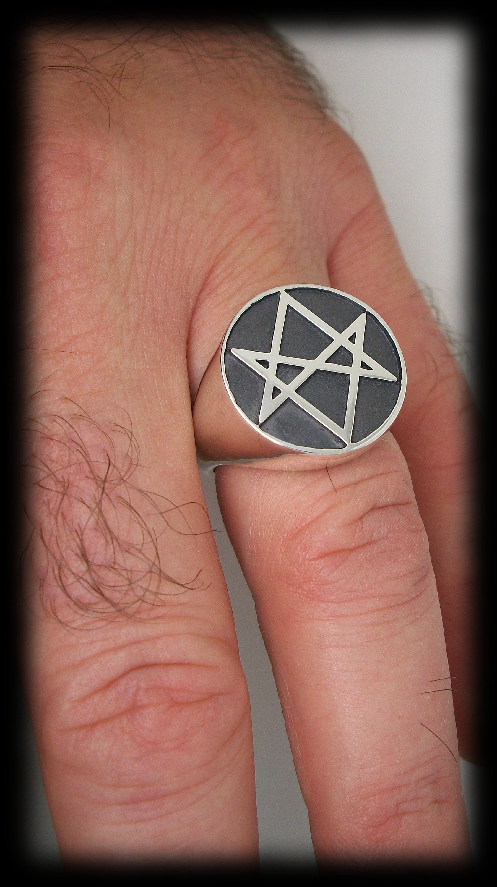 Unicursal Hexagram - Sterling Silver Hexagram Symbol Ring - ALL SIZES