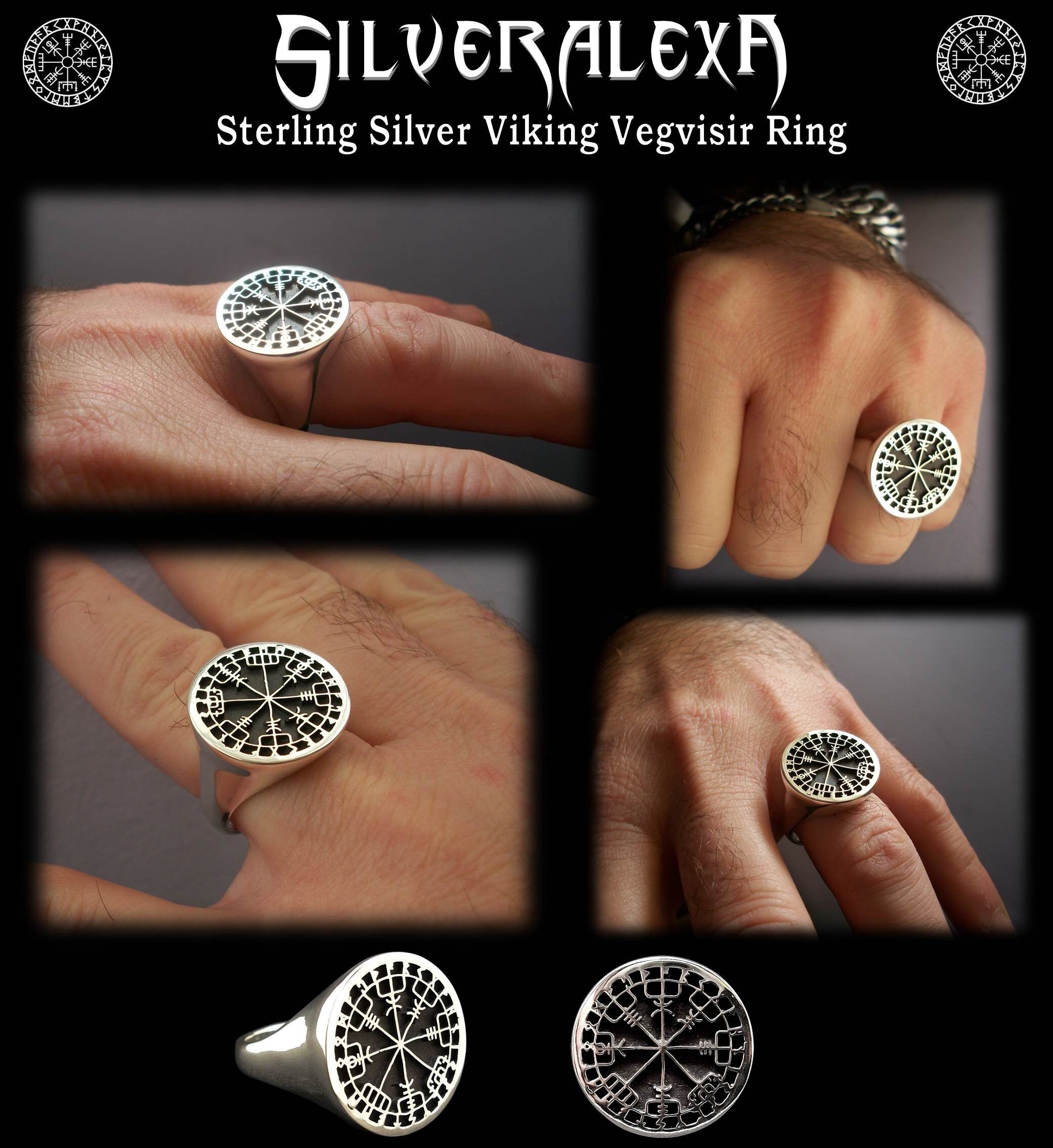Vegvisir ring - Sterling Silver Viking Vegvisir Ring - ALL SIZES