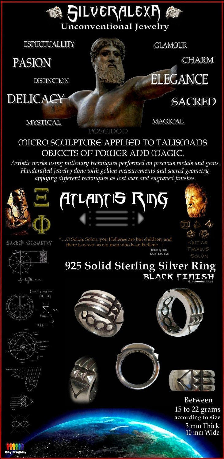 Atlantis ring - Sterling Silver Atlantis Ring -ALL SIZES- Black Finish