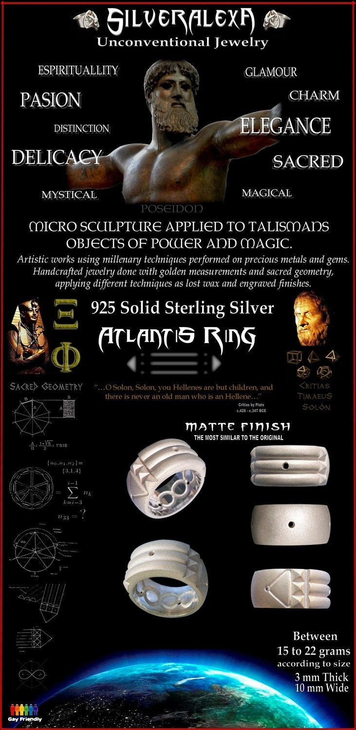 Atlantis Ring -  Sterling Silver Atlantis Ring - Matte Brush Finish - ALL SIZES