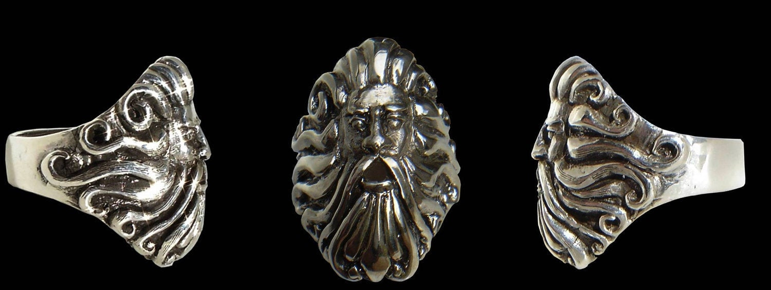 Poseidon ring - Sterling Silver Poseidon ring - God of the Sea - Master of Atlantis - ALL SIZES