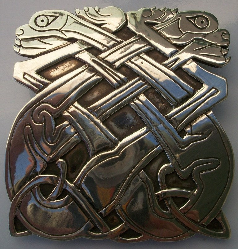 Celtic Belt buckle - Solid Sterling Silver Celtic Dog Belt Buckle inspired Book of Kells