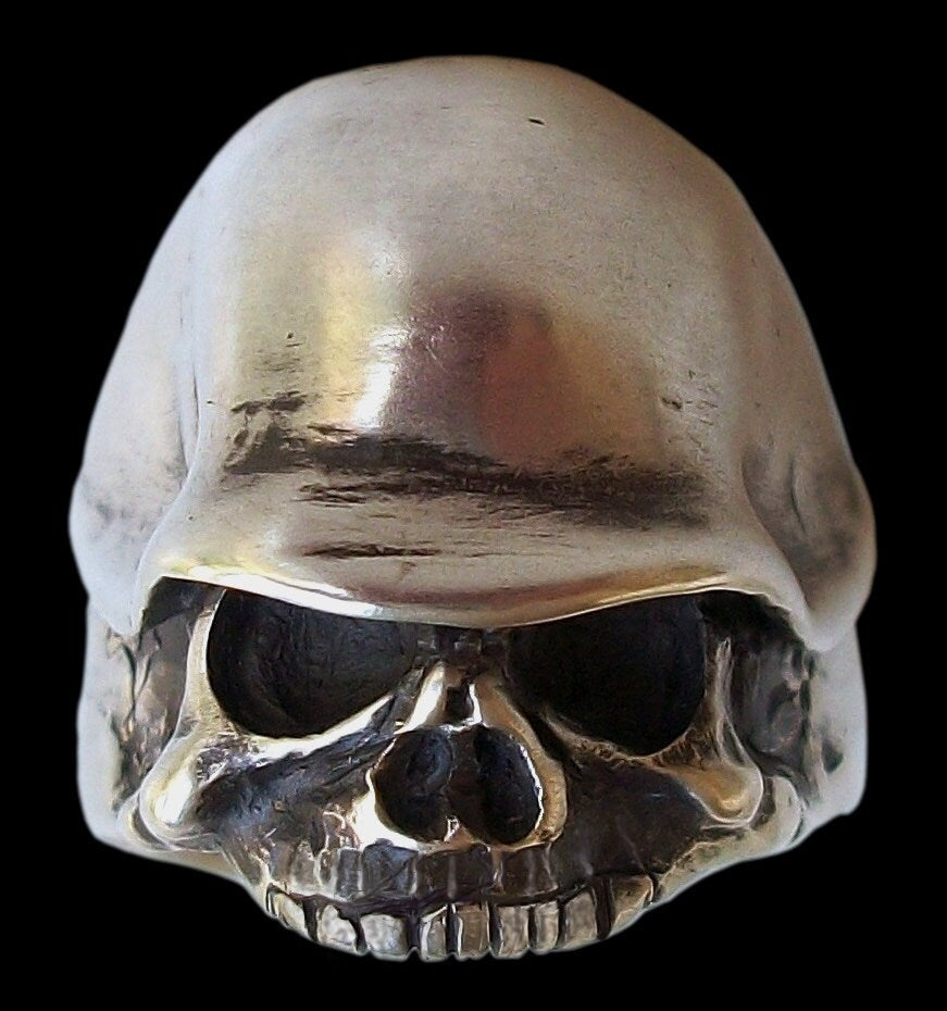 Skull ring - Sterling Silver German Biker Helmet Skull Ring - ALL SIZES - Chopper Ring