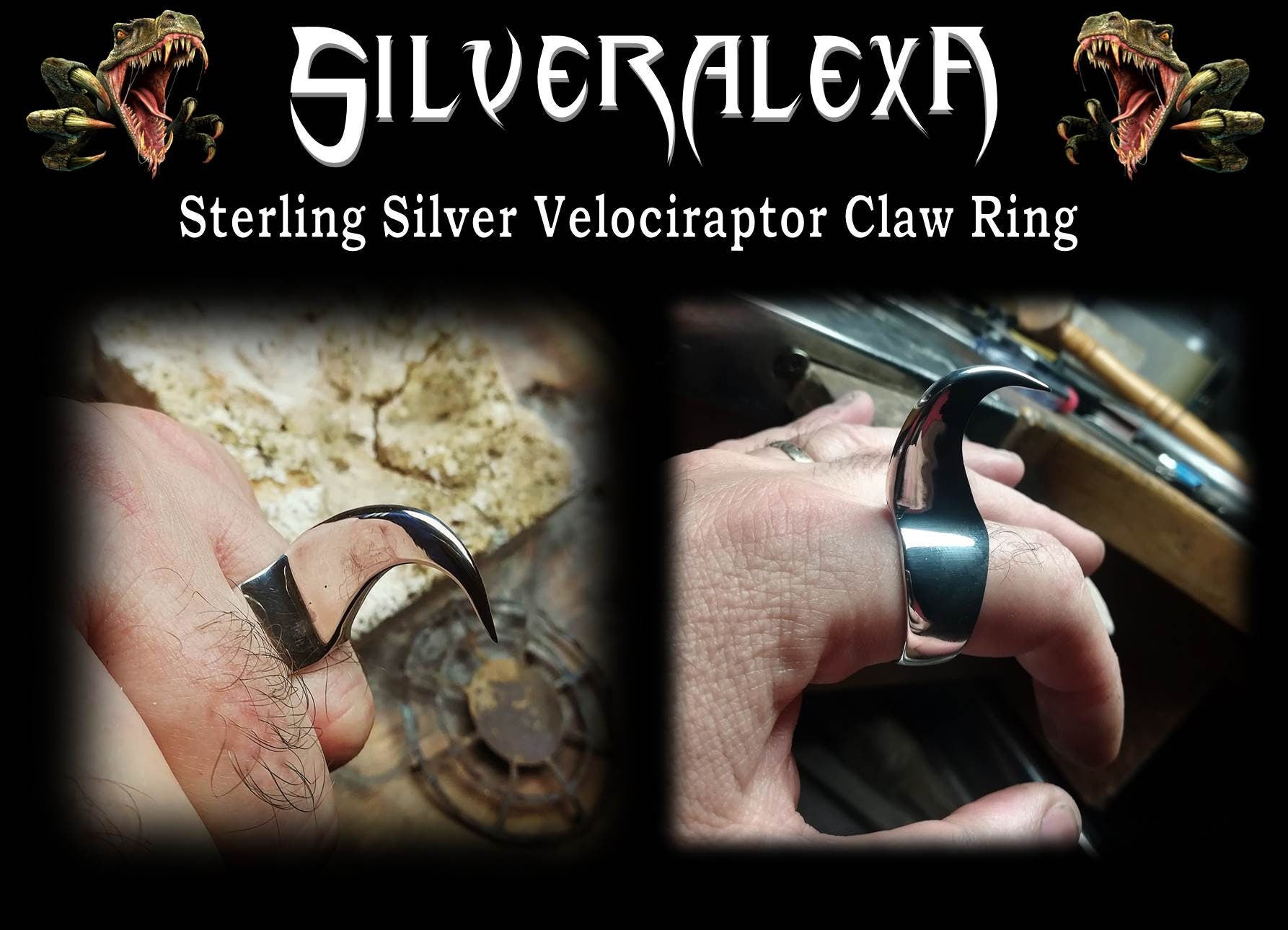 Claw ring - Sterling Silver Velociraptor Claw Ring - ALL SIZES