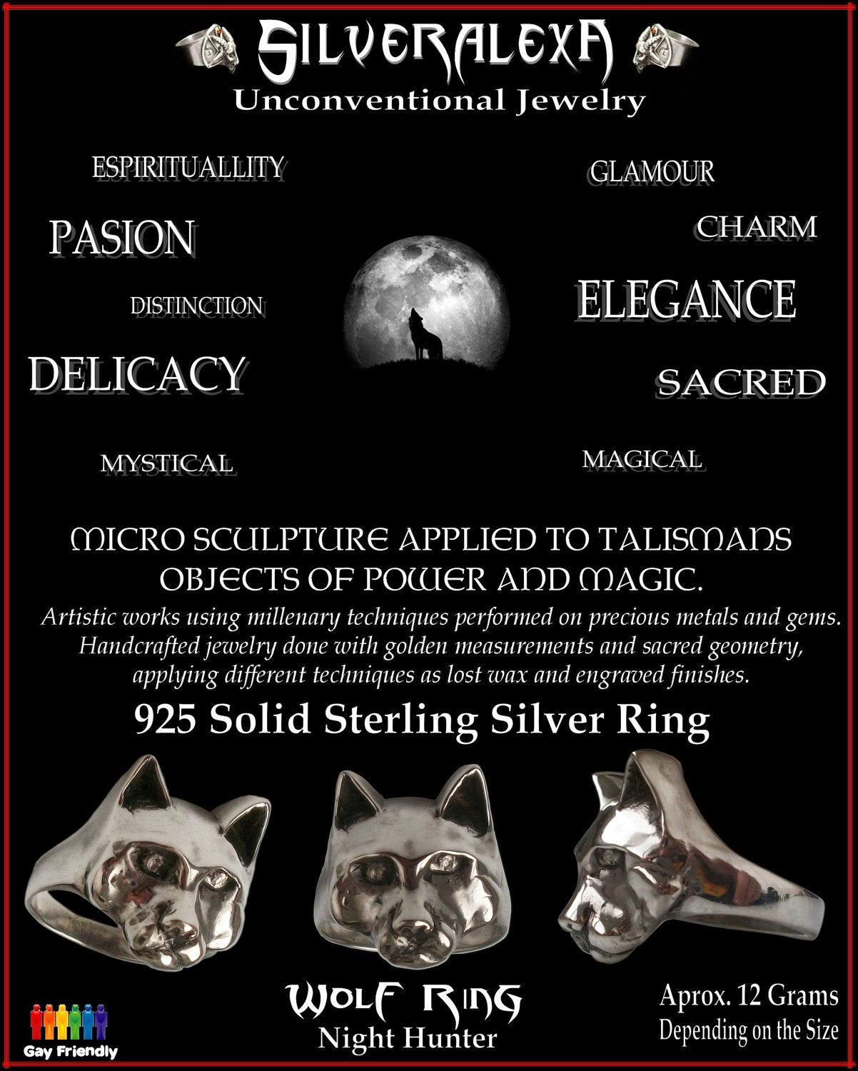 Wolf ring - Sterling Silver Wolf Head Ring