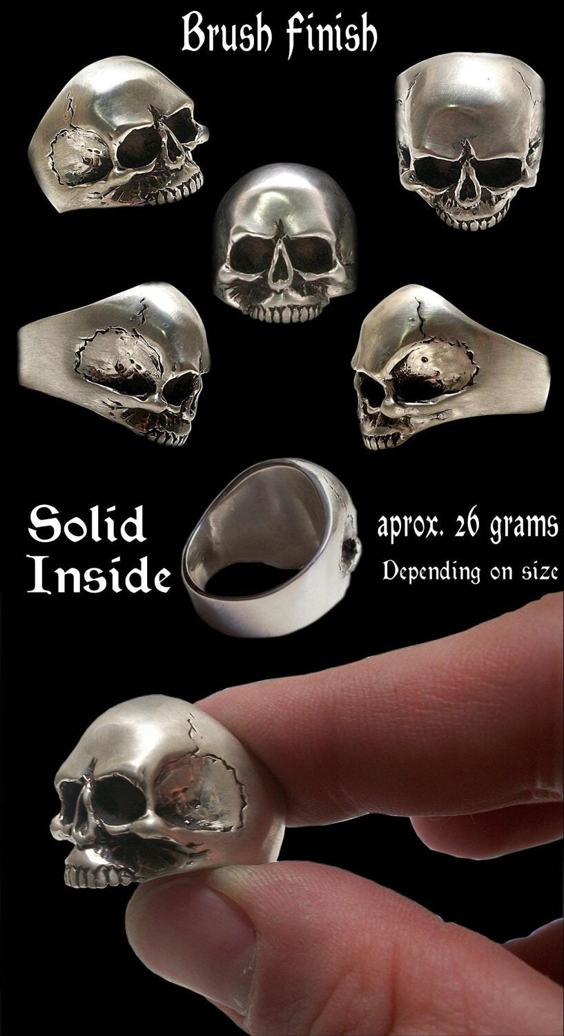 Skull ring - Sterling silver Keith Richards skull ring (Solid inside) 26 grams - All Sizes availables