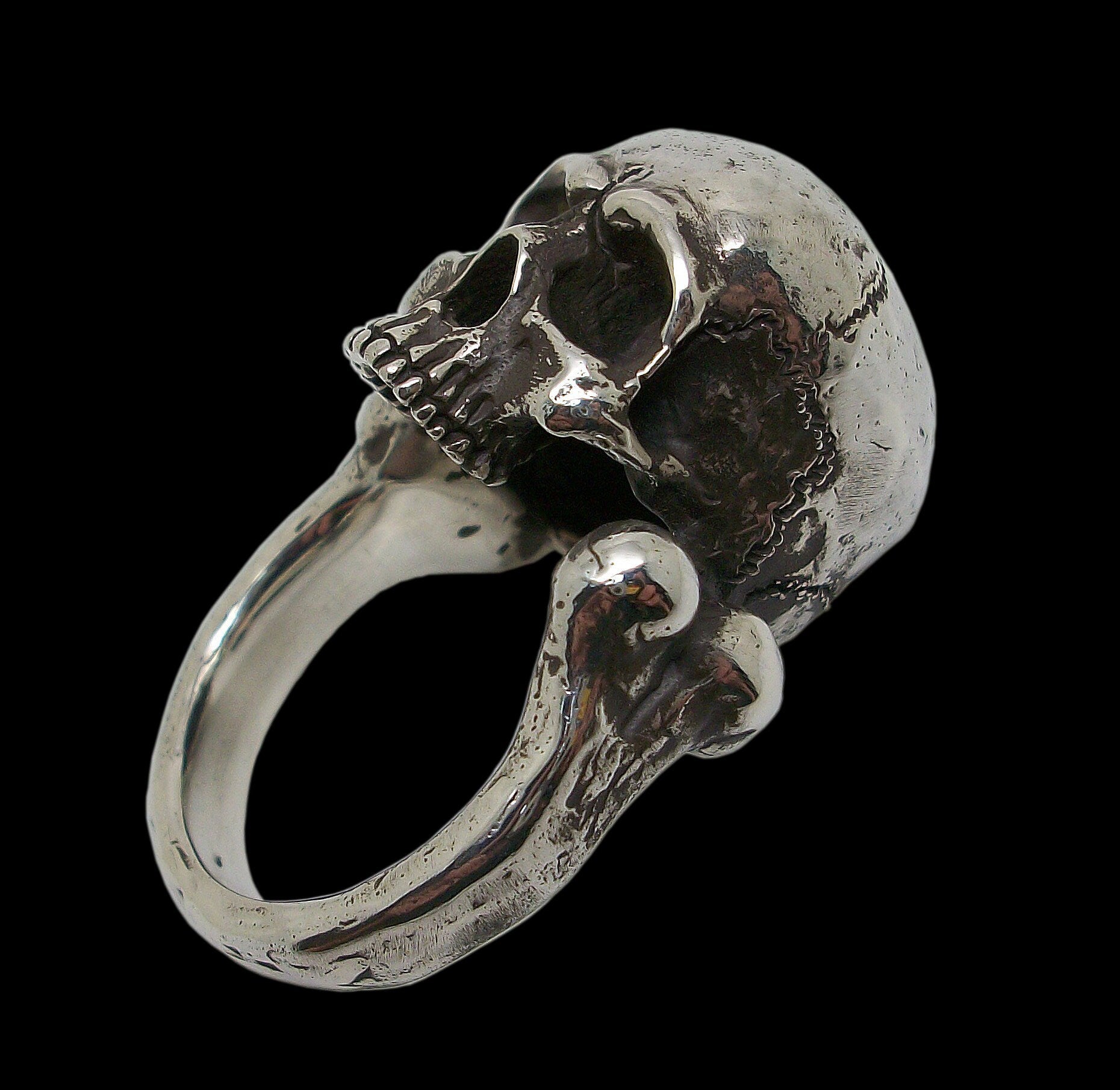 Skull ring - Sterling Silver Skull Ring Bone Band- ALL SIZES