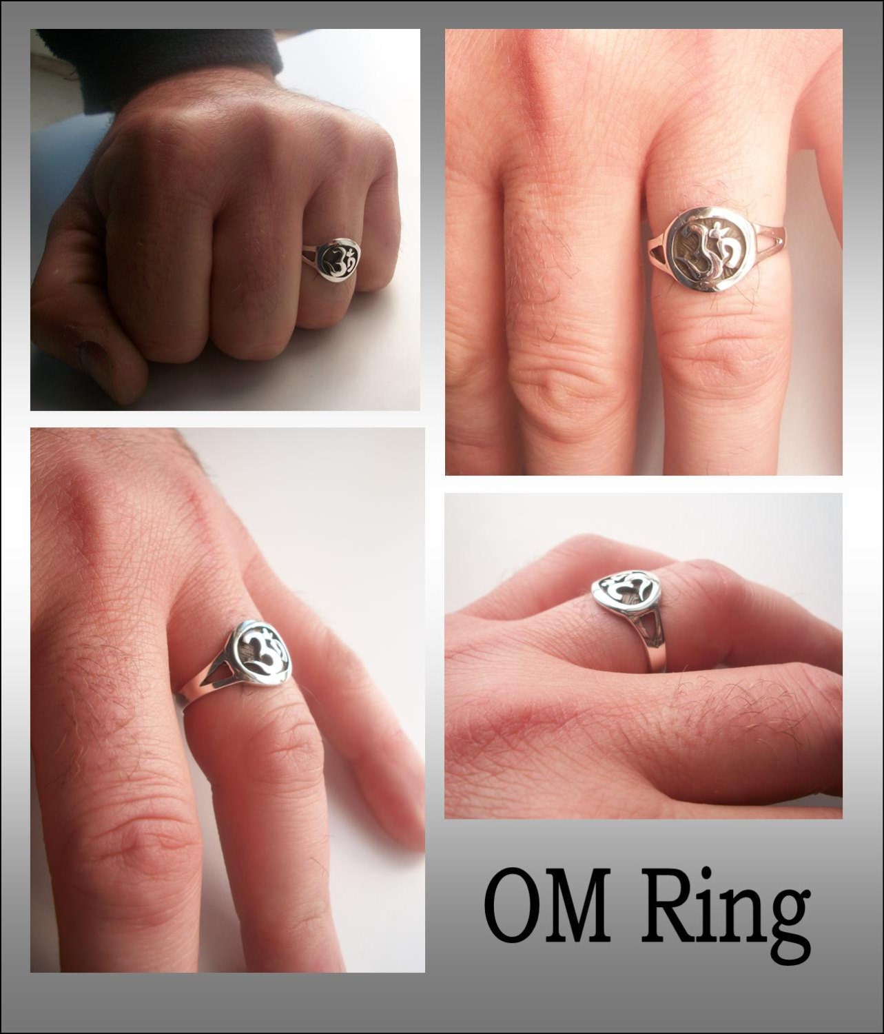 Ohm ring - Sterling Silver Aum Ohm OM ring  - All sizes - Reiki Meditation Mantra sound
