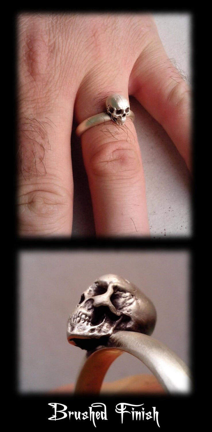 Skull ring - Sterling silver Mini Engagement Skull ring band - All Sizes availables