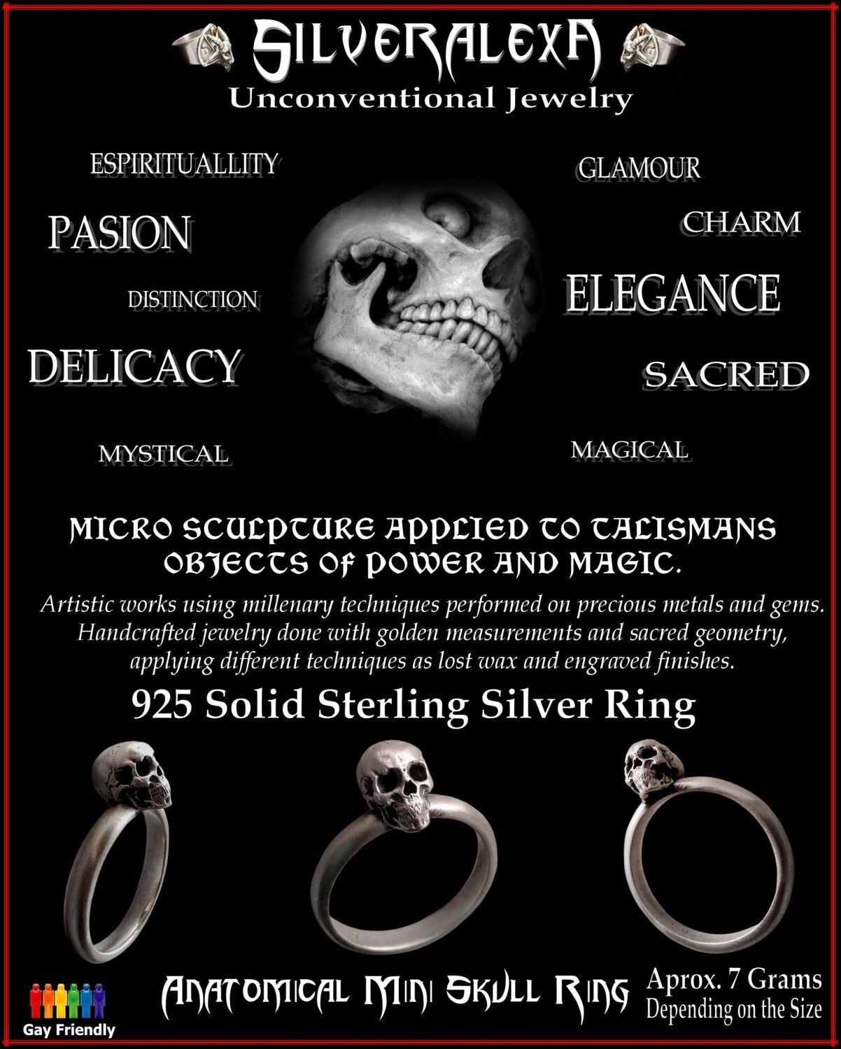 Skull ring - Sterling silver Mini Engagement Skull ring band - All Sizes availables