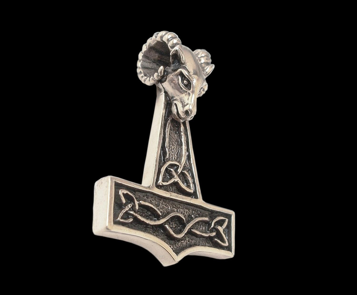 Thor Hammer pendant - Sterling Silver Thor Hammer Goat Pendant - Mjolnir - Necklace