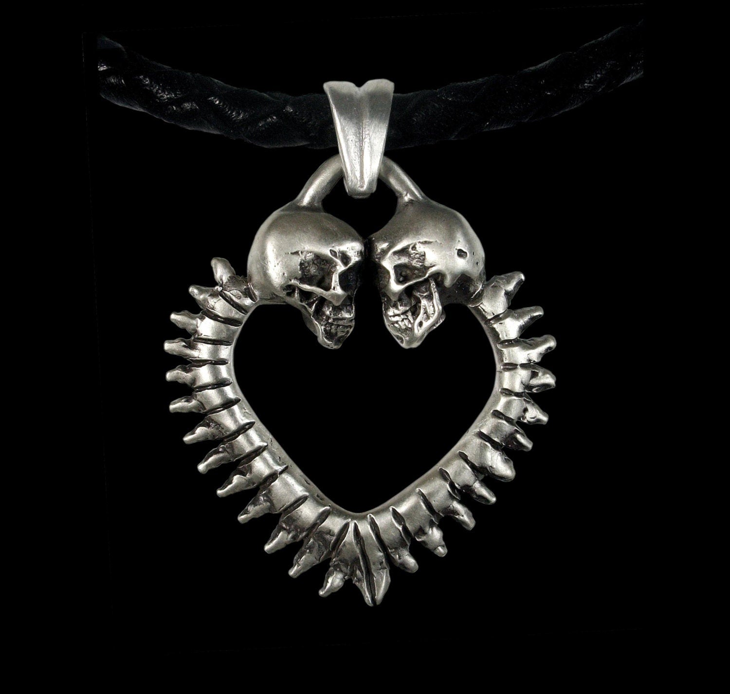 Skull Pendant - Sterling Silver Heart Skull Engagement Pendant - Inspired by Lovers of Valdaro
