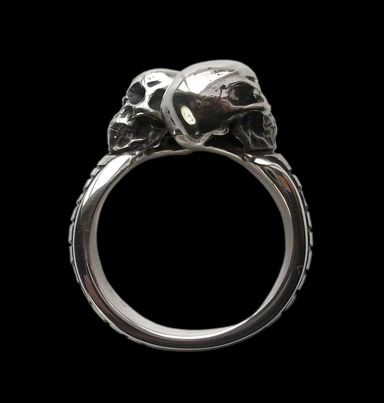 Skull engagement ring - Sterling Silver Eternal Love Engagement Skull Ring - Love to Death Ring - Inspired by Lovers Of Valdaro - ALL SIZES