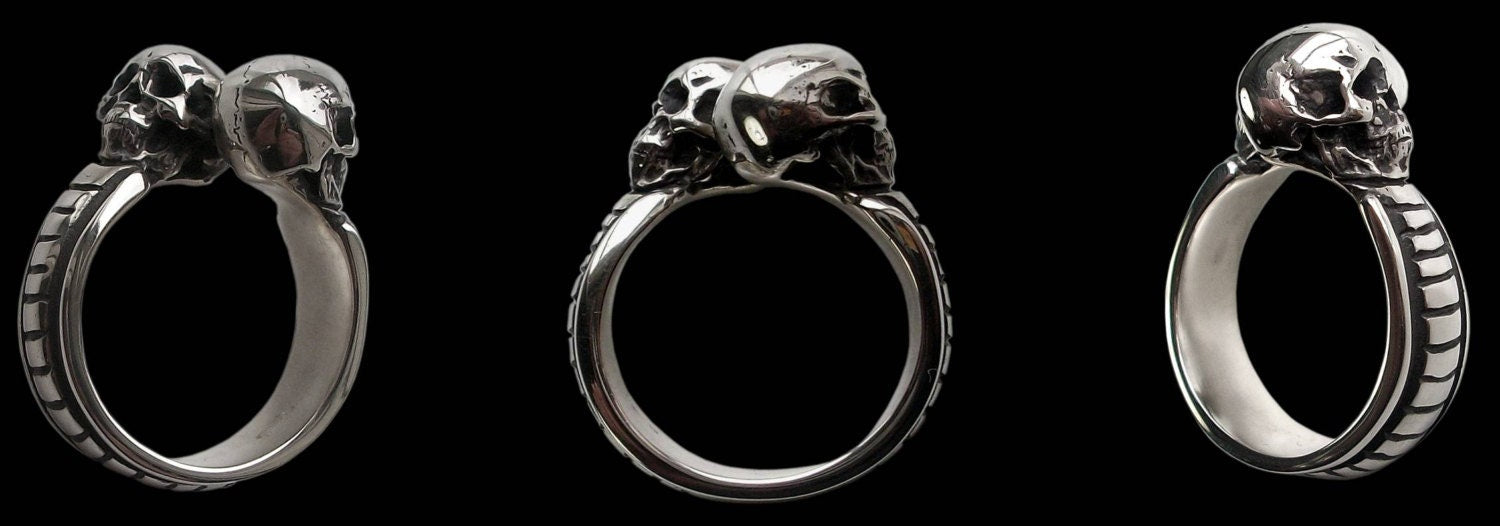 Skull engagement ring - Sterling Silver Eternal Love Engagement Skull Ring - Love to Death Ring - Inspired by Lovers Of Valdaro - ALL SIZES