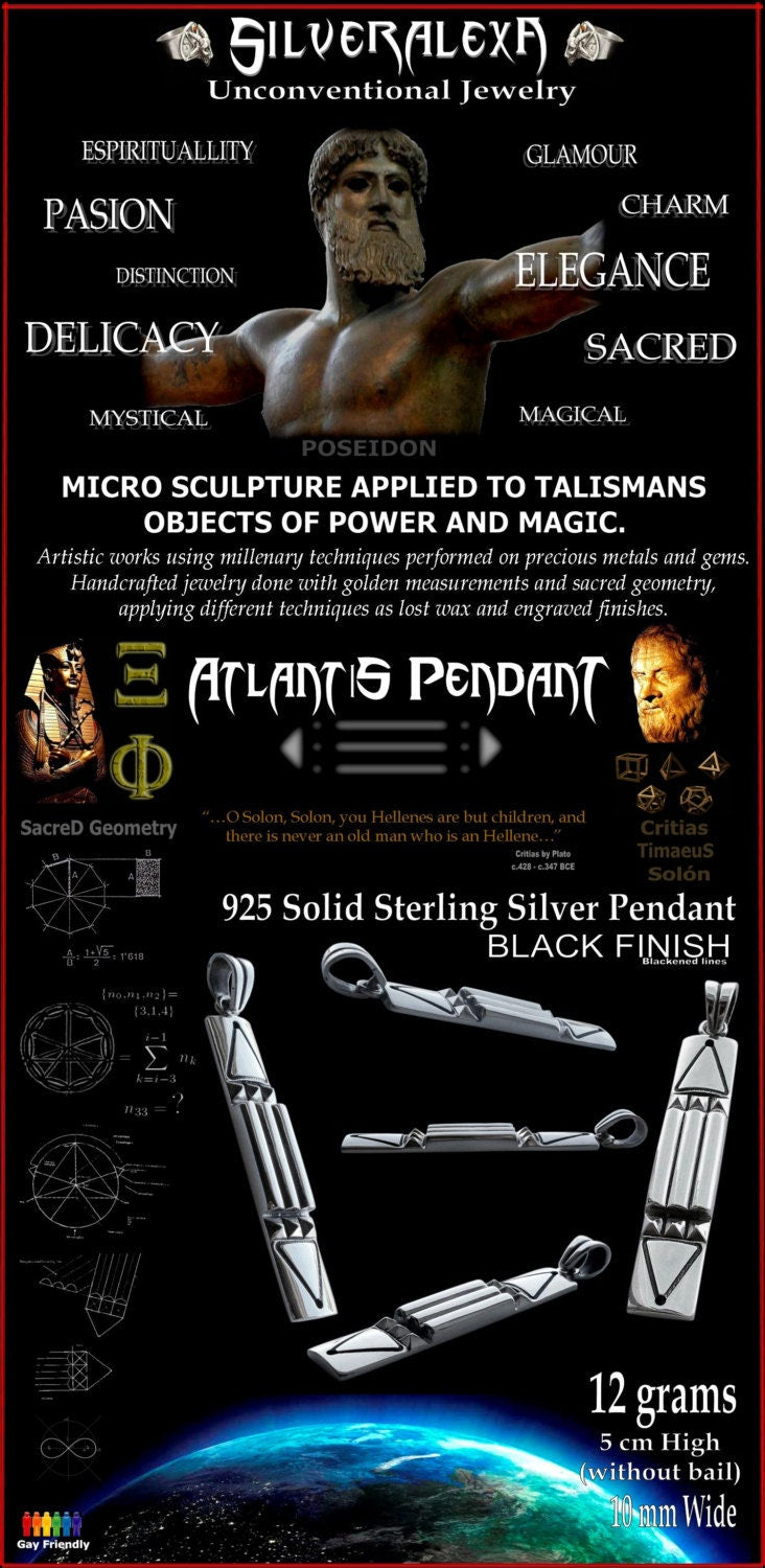 Atlantis pendant - Sterling Silver Atlantis pendant- Black Finish- Inspired by Atlantis ring