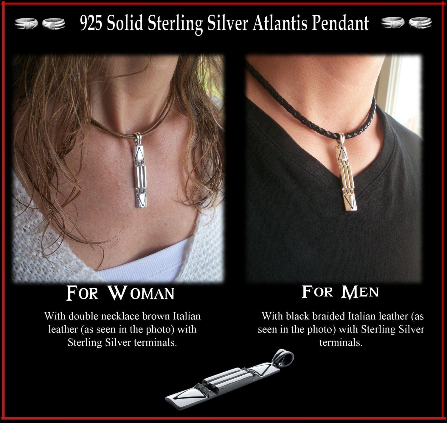 Atlantis pendant - Sterling Silver Atlantis pendant- Black Finish- Inspired by Atlantis ring